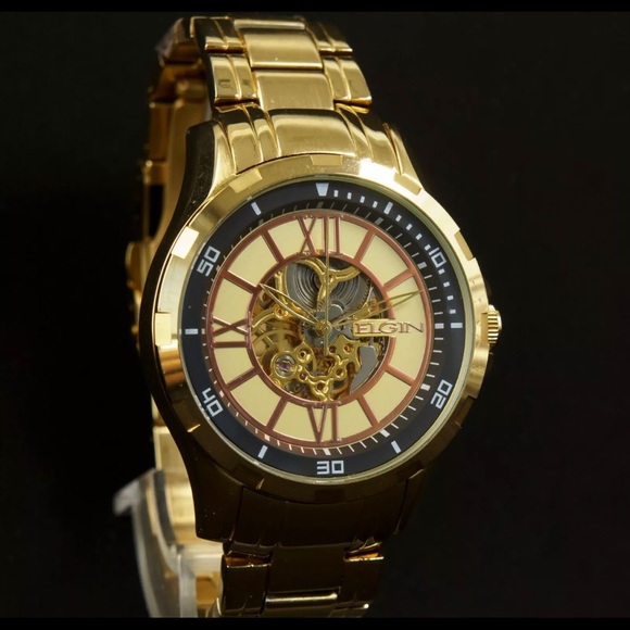 Brand New With Box Men’s Elgin 14K Gold Plated Automatic Mechanical Watch - Picture 4 of 4